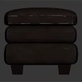 Classic Brown Leather Ottoman With Stitched Design Stacked Layers And Wooden Legs