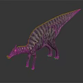 Realistic 3D Rendered Dinosaur With Spiked Back And Striped Pattern On Gray Background 3d model