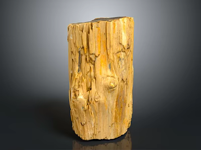 Natural Wood Stone Decorative Piece With Warm Yellow Brown Texture And Tree Knots 3d model