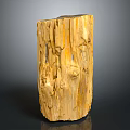 Natural Wood Stone Decorative Piece With Warm Yellow Brown Texture And Tree Knots