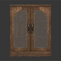 Wooden Entryway Side Cabinet Featuring Glass Doors And Metal Handles Storage Design