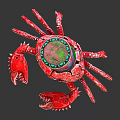 Red Crab Sculpture With Colorful Decorative Top Container And Intricate Design Details