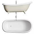 Modern Freestanding Bathtubs in Various Colors with Metal Faucets and Decorative Legs