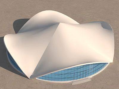 modern architecture shaped roof building 3d model