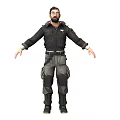 Man Wearing Black Jacket and Utility Pants Standing with Arms Outstretched