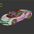 White Sports Car With Blue Accents Sleek Aerodynamic Design And Shiny Finish