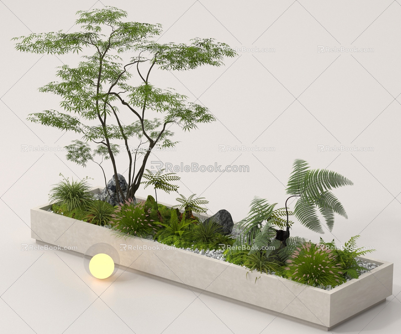 Modern courtyard sketch interior landscape landscape plant combination stone landscape tree plant pile 3d model