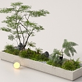 Modern courtyard sketch interior landscape landscape plant combination stone landscape tree plant pile 3d model