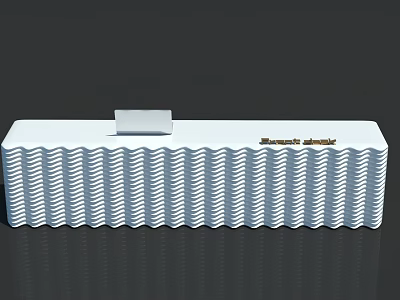 Modern White Reception Desk With Wavy Texture And Top Platform Design 3d model
