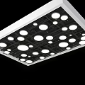 Contemporary Ceiling Design With Round Recessed Lights Black Panel And White Frame 3d model
