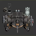 Detailed Cybernetic Robot Warrior With Orange Black Armor And Mechanical Limbs