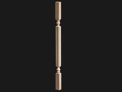 Wooden Decorative Column With Vertical Panel And Ornamental Ends Isolated On Black Background 3d model