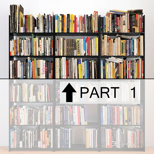 Colorful Books and Magazines Neatly Arranged on Bookshelf Part 1 Collection 3d model 
