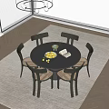 Modern Middle-style Round Dining Table and Chair 3d model
