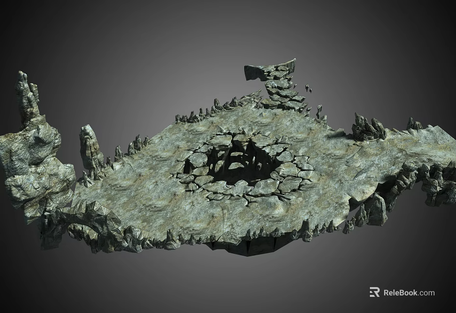 Garden Landscape Featuring Natural Rock Structure With Hollow Design In Outdoor Space 3d model 