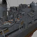 Detailed Warship Scale Model Featuring Gray Hull Antennas And Deck Guns 3d model
