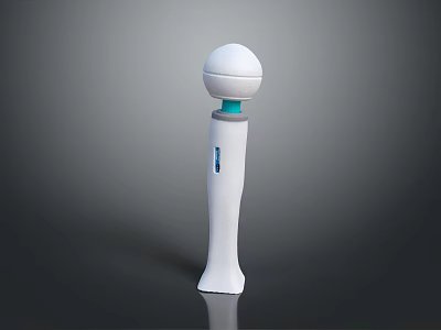 Sleek White Weapon With Blue Accent Long Handle And Spherical Top Modern Design 3d model