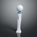 Sleek White Weapon With Blue Accent Long Handle And Spherical Top Modern Design