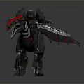 Futuristic Mechanical Dragon With Black Body Red Eyes And Mechanical Wings