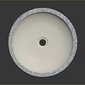 Round Stone Bowl With Textured Beige Surface And Blue Speckles Decorative Functional Container
