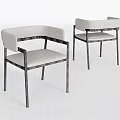 Elegant Modern Upholstered Dining Chairs With Armrests And Dark Metal Frames 3d model