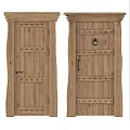 Vintage Wooden Hinged Doors With Rivet Details Horizontal Strips And Door Knocker