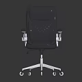 Black Office Chair With Diamond Quilted Backrest Silver Armrests Chrome Base And Swivel Casters
