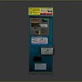 Blue Vending Machine With Yellow Top Label Control Panel And Stickers