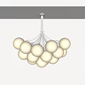 Elegant Modern Minimalist Indoor Chandelier With Multiple White Spherical Illuminated Globes
