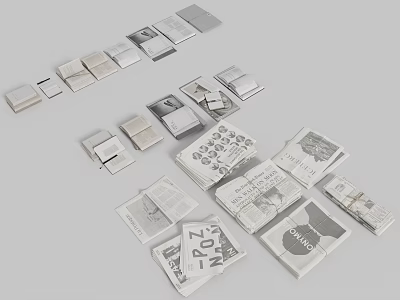 Vintage And Modern Books Magazines Stacked With Open Pages And Covers 3d model