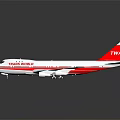 Trans World White And Red Passenger Airplane Model On Reflective Surface 3d model