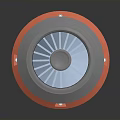 Portable Desktop Fan With Silver Red Design And Blue Rotating Blades