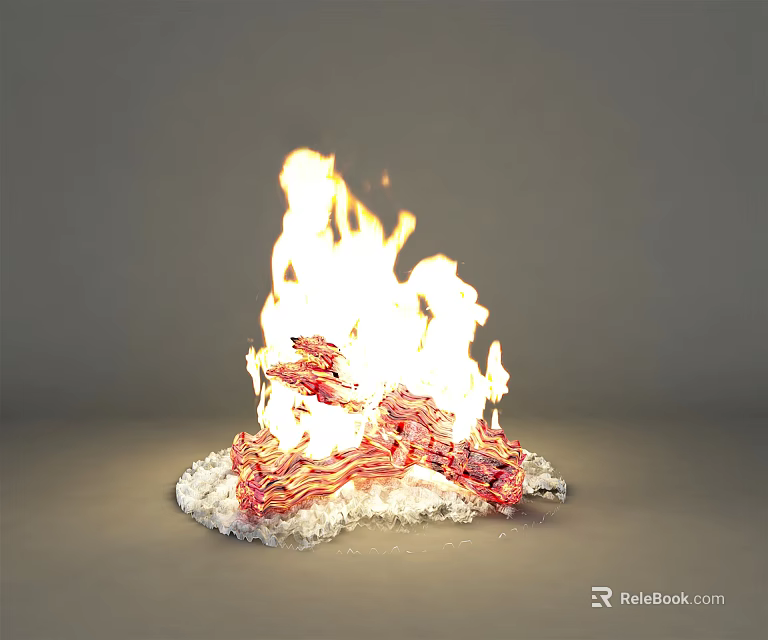 Garden Ornament With Red Burning Flames And Ice Inspired Decorative Base 3d model