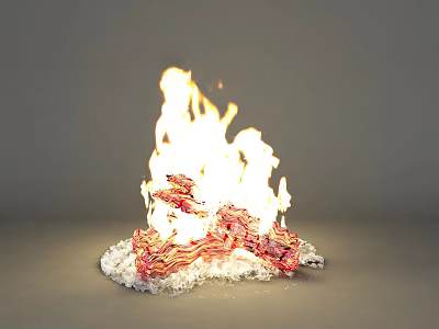 Garden Ornament With Red Burning Flames And Ice Inspired Decorative Base 3d model