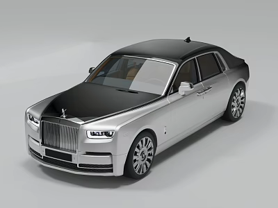 Luxury Sedan with Silver Body Black Roof Classic Grille and Multi Spoke Wheels 3d model