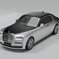 Luxury Sedan with Silver Body Black Roof Classic Grille and Multi Spoke Wheels