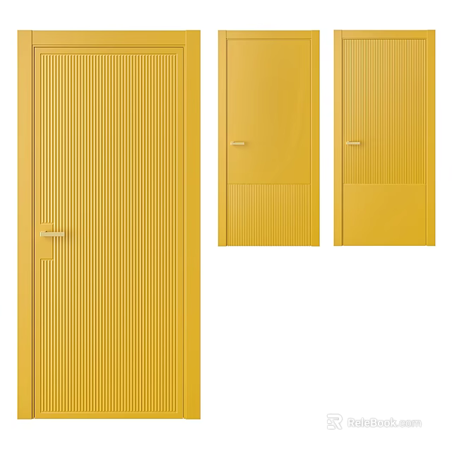 Modern Yellow Hinged Doors With Vertical Ribbed Design For Interior Spaces 3d model