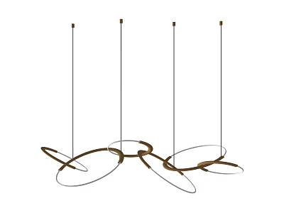 Modern Chandelier With Interconnected Circular Rings And Slender Hanging Rods 3d model
