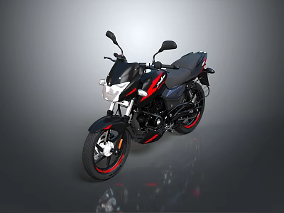 Black and Red Modern Motorcycle with Sporty Body and Sleek Headlight Design 3d model