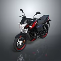Black and Red Modern Motorcycle with Sporty Body and Sleek Headlight Design