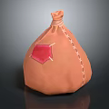 Orange Fabric Storage Bag With Stitched Seams And Red Patch Design