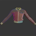 Brown And Gray Jacket With Leather Body Knitted Sleeves Zipper Front And Pockets
