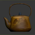 Orange Textured Teapot With Blue Lid And Curved Handle For Daily Use