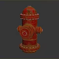 Red Fire Hydrant With Classic Design On Dark Reflective Surface