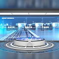 Modern Hi-Tech Exhibition Hall With Product Experience Round Platform And Corporate Information