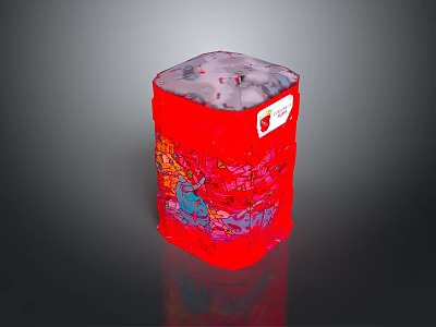 Red Patterned Clothing Accessory Box With Decorative Label And Art Design 3d model