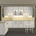 White Modern Kitchen Cabinets With Glass Doors Under Cabinet Lighting And Light Countertop