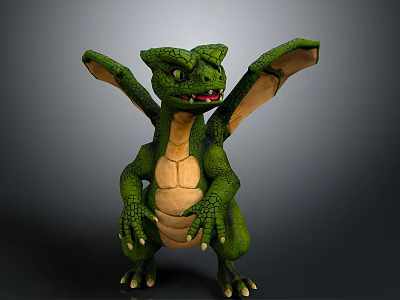 Mythical Green Dragon Creature Character With Scaly Skin And Wings 3d model
