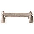 Modern Dining Table With Sturdy Rounded Block Legs And Natural Wood Texture