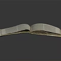 Old Open Book Display With Yellowed Pages And Text Content 3d model